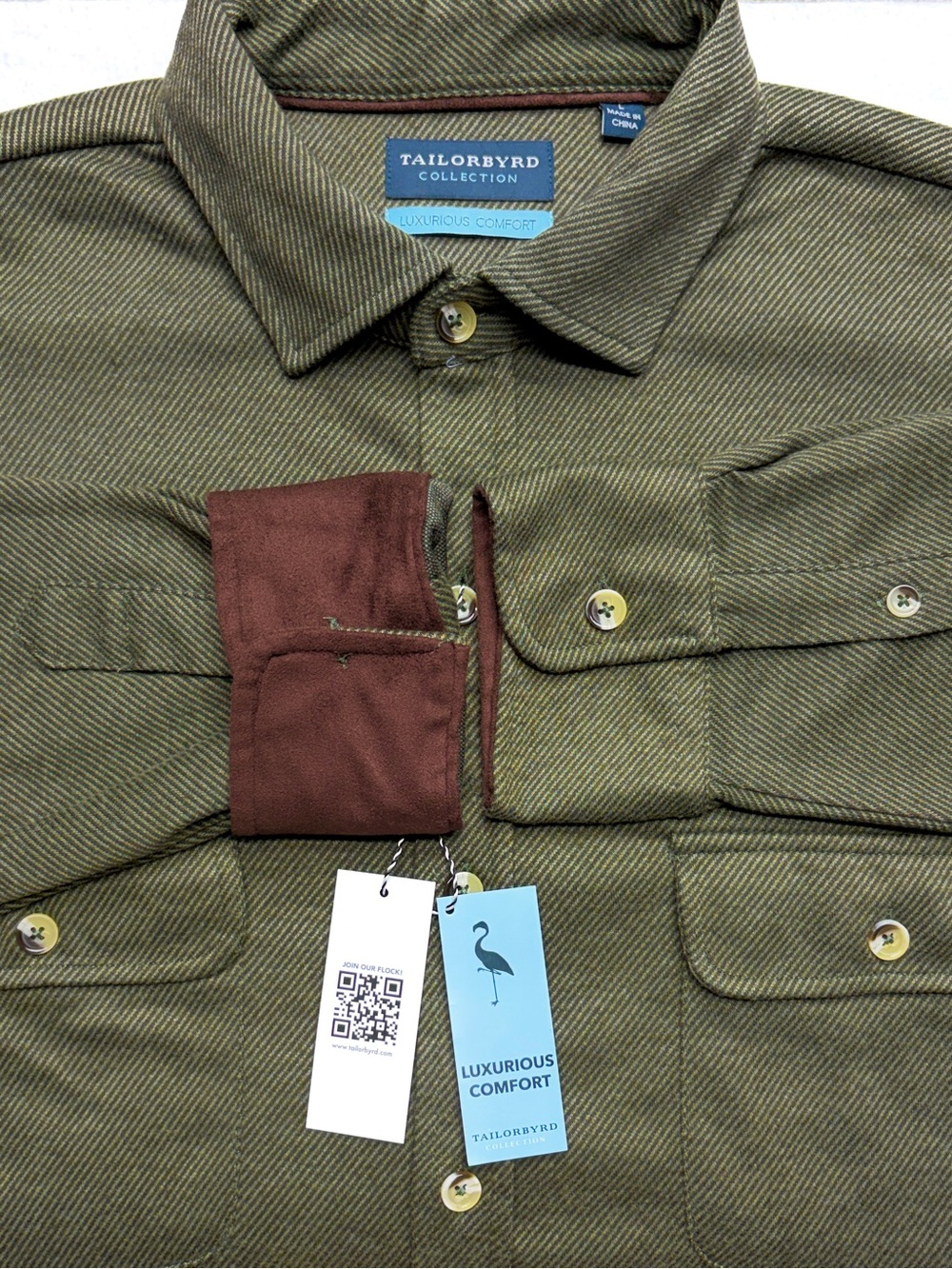 Tailorbyrd NWT Super Soft Knit Sweater Shirt / Cabin Comfort Overshirt Olive L